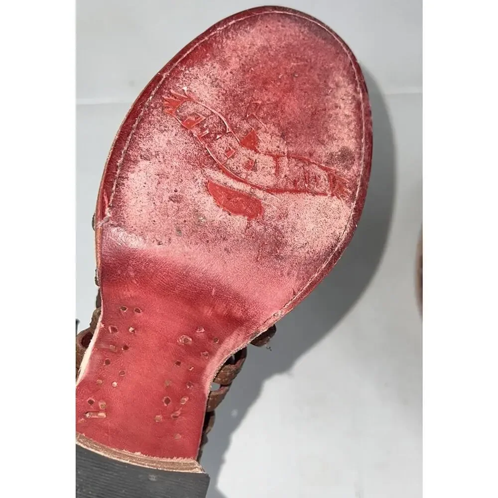 Freebird By Steven Wazee Leather Sandal Heel Booties Womens Size 7 Distressed - Picture 12 of 15